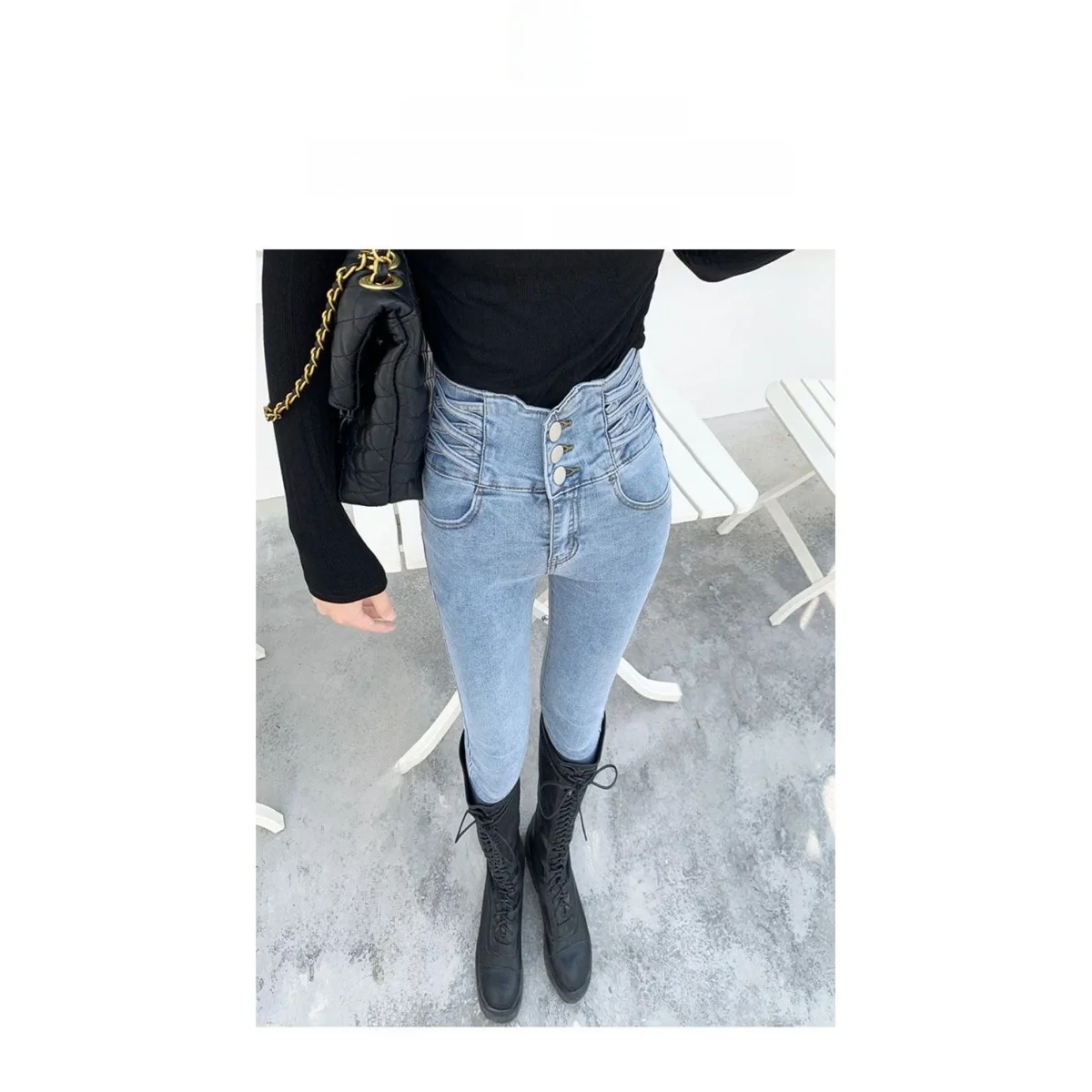 

Джинсы женские с высокой талией, облегающие, стрейч, с эффектом утягивания живота и подтяжки ягодиц, эластичные, узкие, цвет черный