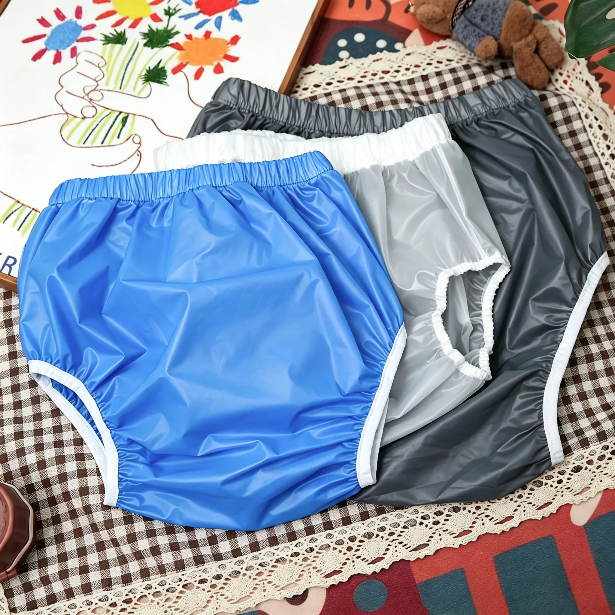 2PCS High Waist TPU Underwear Adult Diaper Incontinence Shorts Plastic  Panties Cover Reusable Diaper Super Soft Noiseless