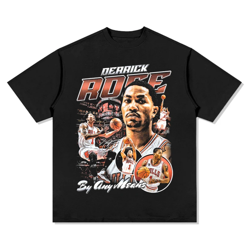 High Street T-shirt Mens Sports Basketball Star Worn Heavy Duty Washed Oldschool Loose Short Sleeve Cotton Oversize Unisex Tops