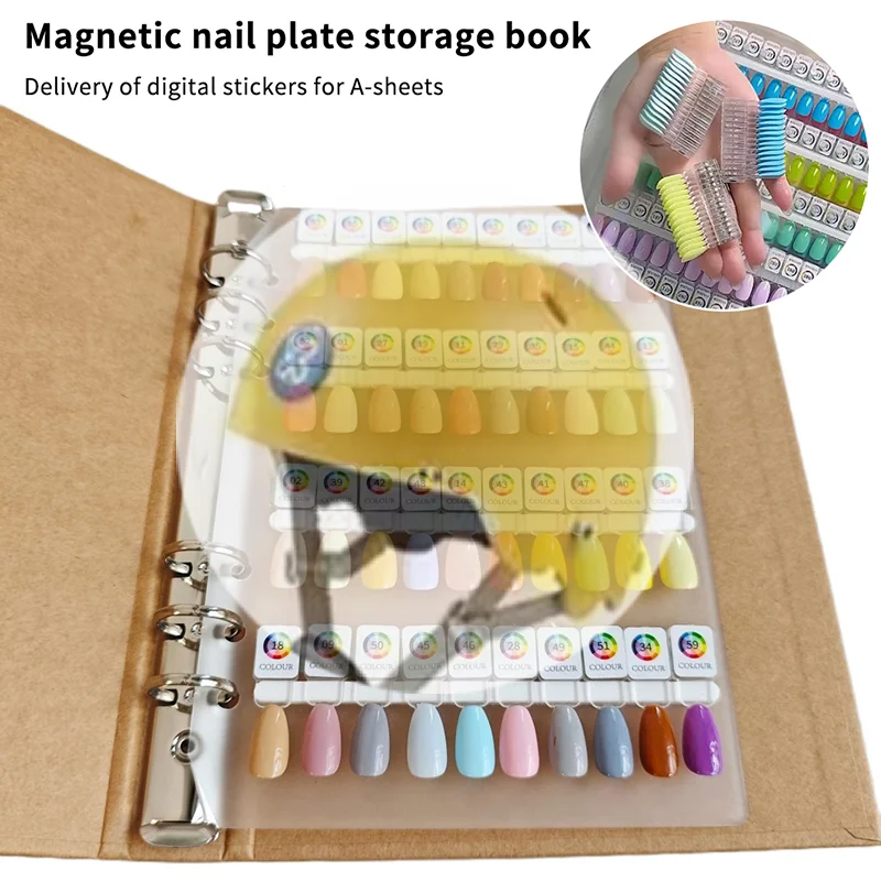 

(HG)Magnetic Tips Nail Art Swatch Organizer Book Manicure Color Test Storage Book Large Acrylic Works Sample Display Color Card