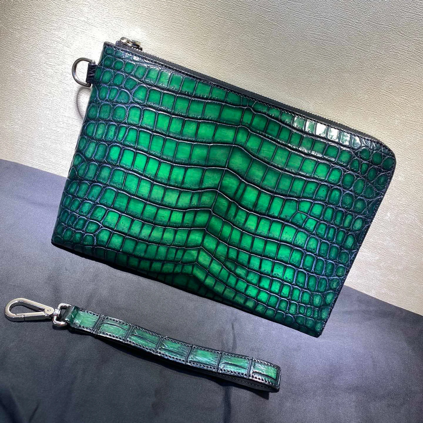 2023 Seetoo Nino Crocodile File Bag Envelope Hold Ykk Zipper Key Ring Credit Card Case Handmade Tawny  10 \