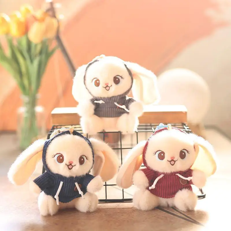 귀여운 토끼 인형 마스코트 동물 봉제 장난감 열쇠고리 펜던트 랜야드 가방 걸이 키링 백팩 장식품 기념품 선물