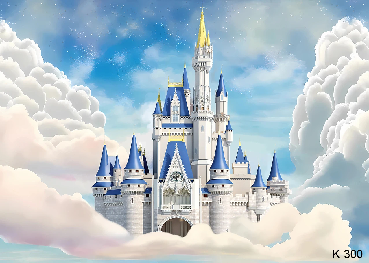 プリンセスケーキスマッシュの写真の背景、紫、城と花の背景、誕生日ケーキのスマッシュ、写真スタジオ、写真スタジオ