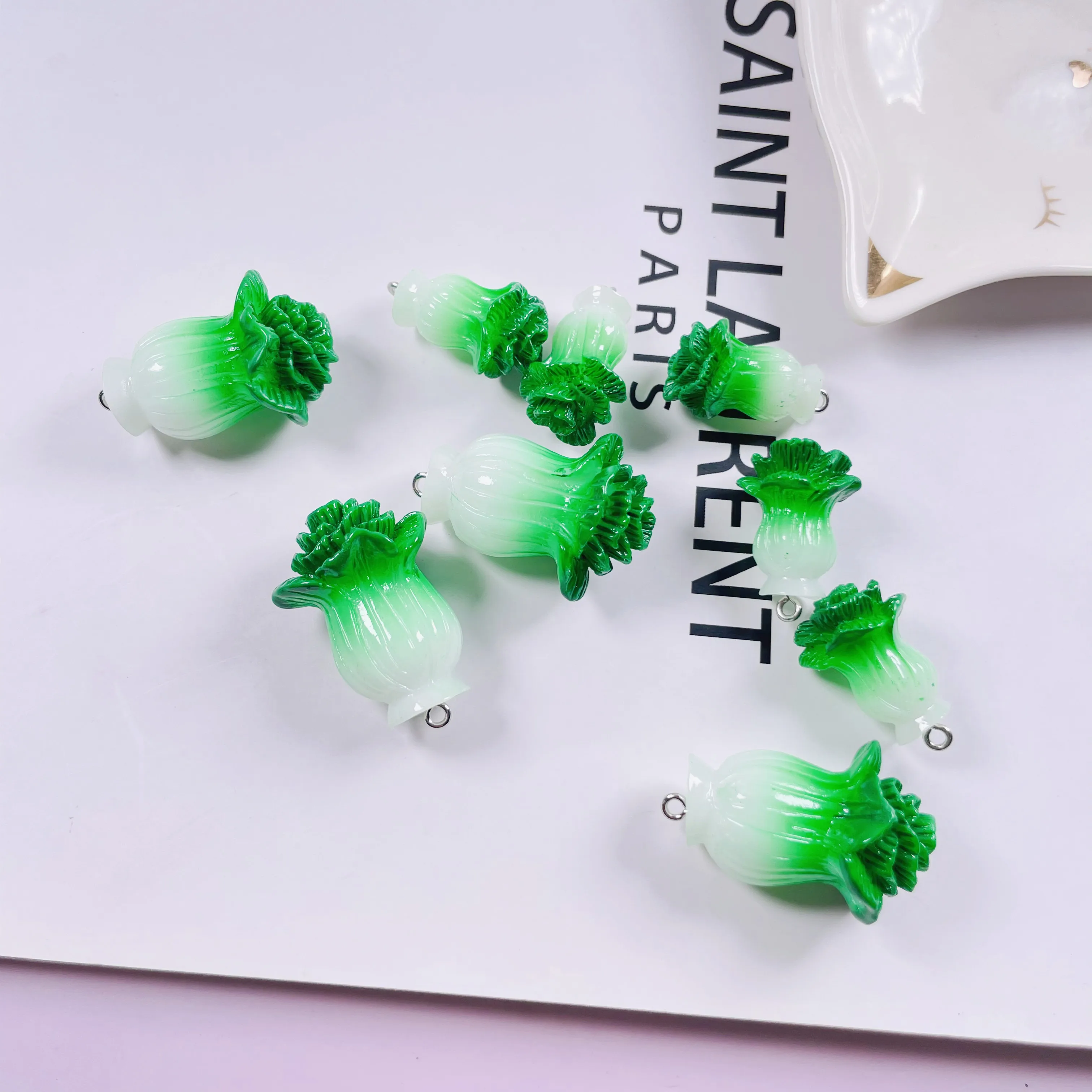 10pcs Resin Chinese cabbage jewelry DIY key chain earrings charms Sweet handmade DIY decoration