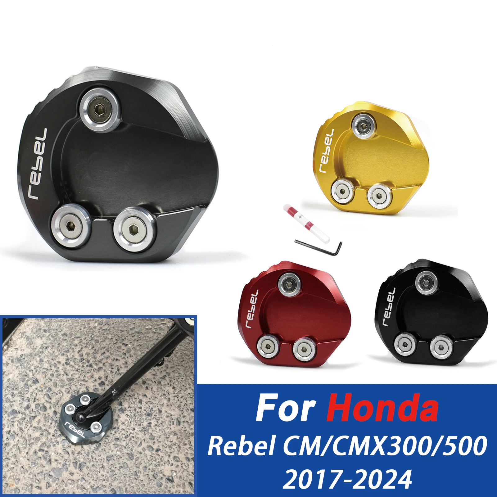 ل CMX300 CMX500 مسنده القدم الجانب حامل تمديد الوسادة لهوندا المتمردين CMX 300 500 2017-2024 دراجة نارية دعم لوحة تكبير