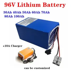 96v 60ah 80Ah 100Ah 30Ah 40Ah lithium ion battery li ion 26S BMS for 5000w motor robot scooter motorcycle AGV + 10A Charger