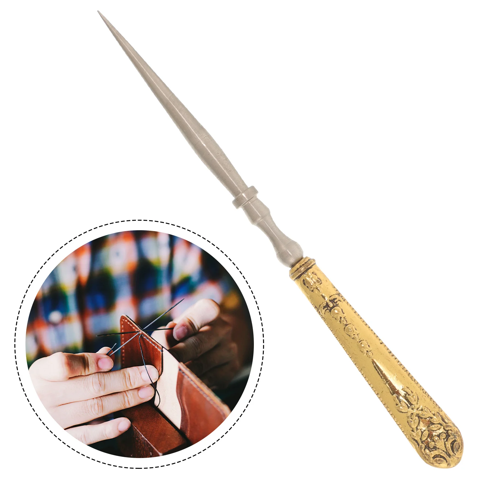 

Strong Vintage Sewing Awl Zinc Alloy Material Easy to Use Shoe and Repair Tool for DIY Hand Stitching Portable Awl