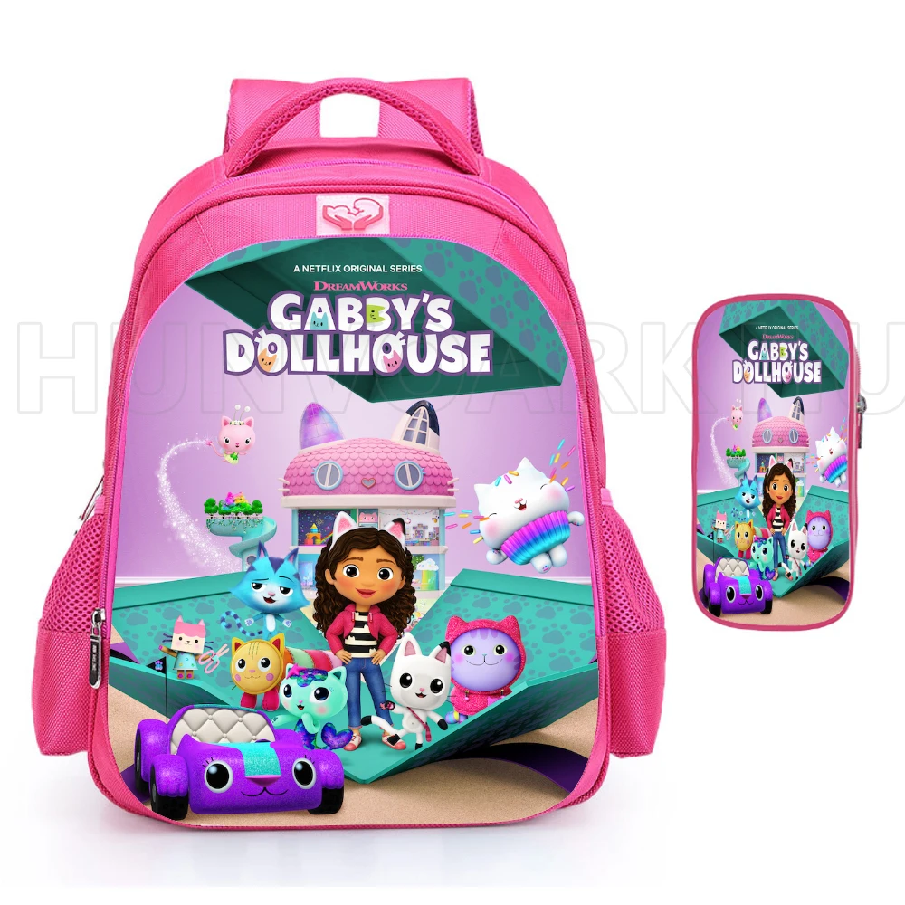 Gabby\'s Doll house Girls School Bags Children Schoolbag Orthopedic Primary Cartoon Pink Backpack Princess Bagpack Kids Mochilas