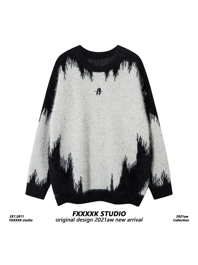 

Оригинальный американский свитер FXK в стиле High Street, свободный вязаный свитер, осенняя коллекция, мягкая повседневная уличная одежда для пар