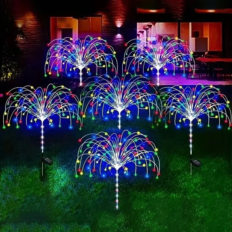 LED Solar Power Firework Lights Garden Decoration Fairy Lights Waterproof Outdoor Dandelion Lawn Lamp For Patio Garden Decor