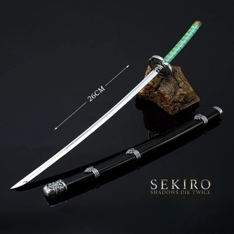 26 ซม./10.23in Sekiro Wolf katana มีดโลหะอาวุธ props เกมอุปกรณ์ต่อพ่วง MINI ญี่ปุ่น Katanas รุ่นเครื่องประดับของเล่นเด็กของขวัญ