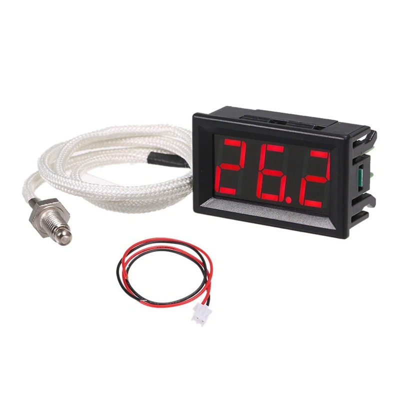 Industrial High Temperature K-Type M6 Thermocouple Thermometer DC12V -30-800℃ Digital Temperature Meter Tester Red