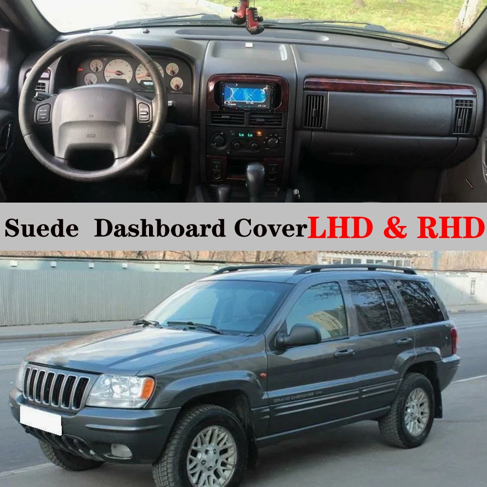 Zamszowa skórzana mata na deskę rozdzielczą Akcesoria samochodowe do Jeep Grand Cherokee II WJ WG 4000 4700 1999 2000 - 2005