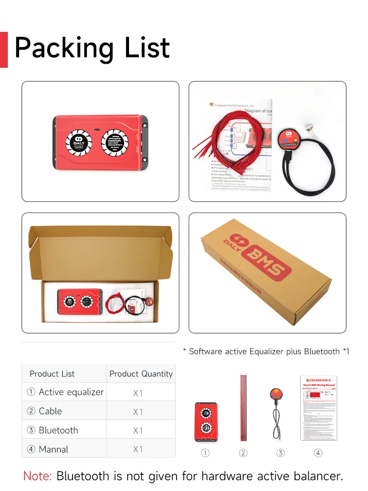 Daly Bms Balancer 4S 8S 16S For Lifepo4 3S 7S 10S 13S 14S 17S 20S For Li-ion Equalization current 1A For Lithium 18650 Battery