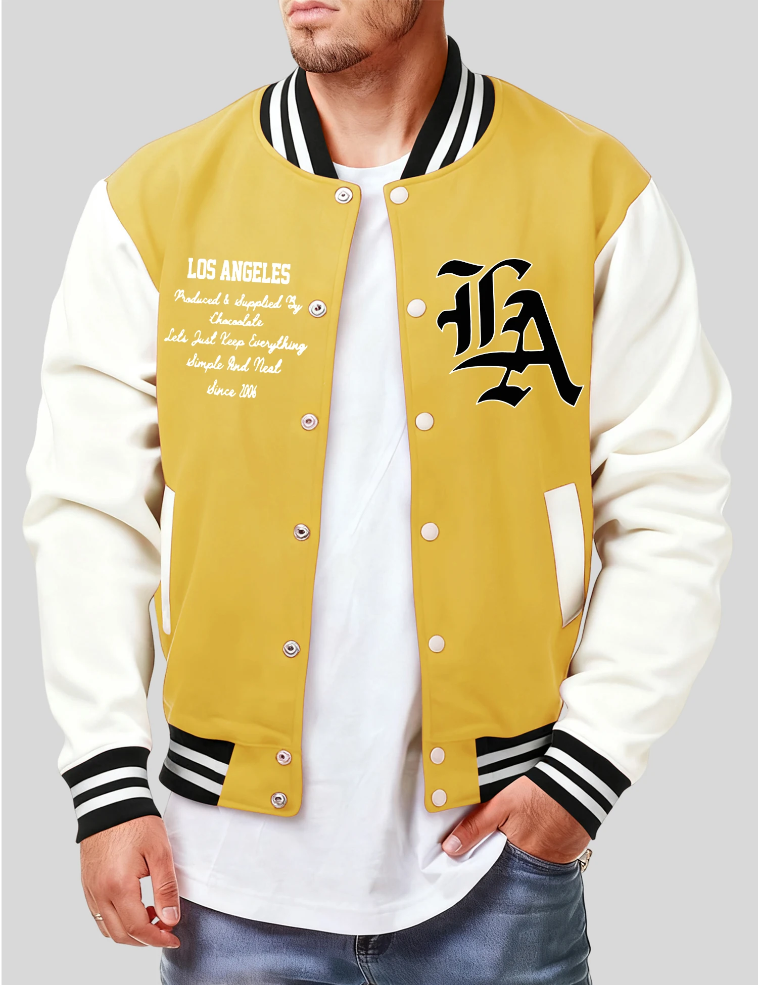 

City Art Alphabet Usa Print Baseball Jersey Mens Hip Hop Casual Jacket Autumn Loose Retro Coat Unisex Fleece All-Match Clothing