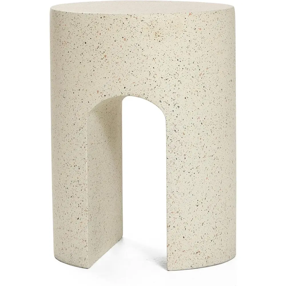 

Приставной столик для улицы, 18 дюймов, круглый, цвет кремовый цемент, с U-образной подставкой, маленький декоративный табурет для сада, патио, дома