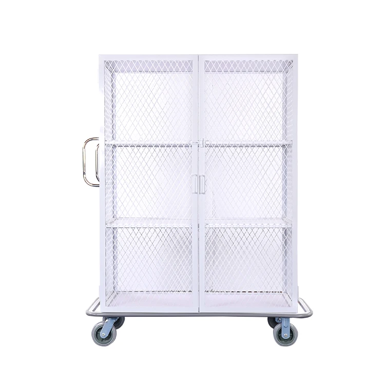 150kgs Capacity White Stainless Steel Linen Laundry Carts Trolley for Hotel