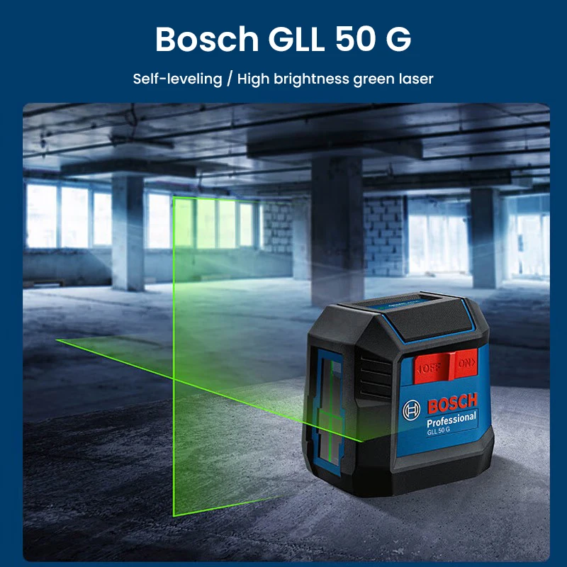 Bosch GLL 50 G Green Laser Level 2-Line 15m Self-Adjusting Level and Vertical Cross Professional Laser Levels Measurement Tool