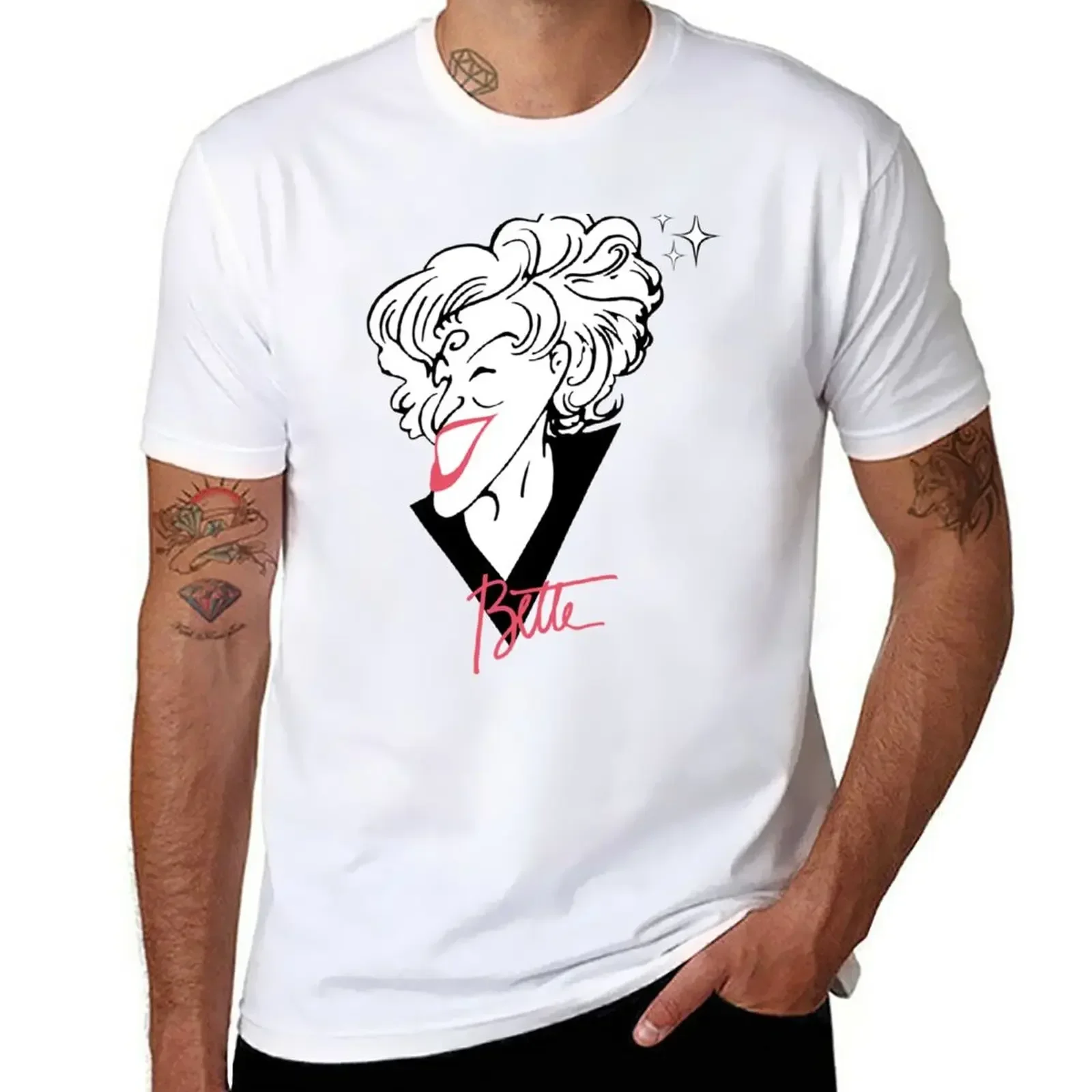 The Divine Miss MBette Midler Drawing (Black _amp_ Bush) T-Shirt Short sleeve tee graphics summer clothes black t-shirts for men