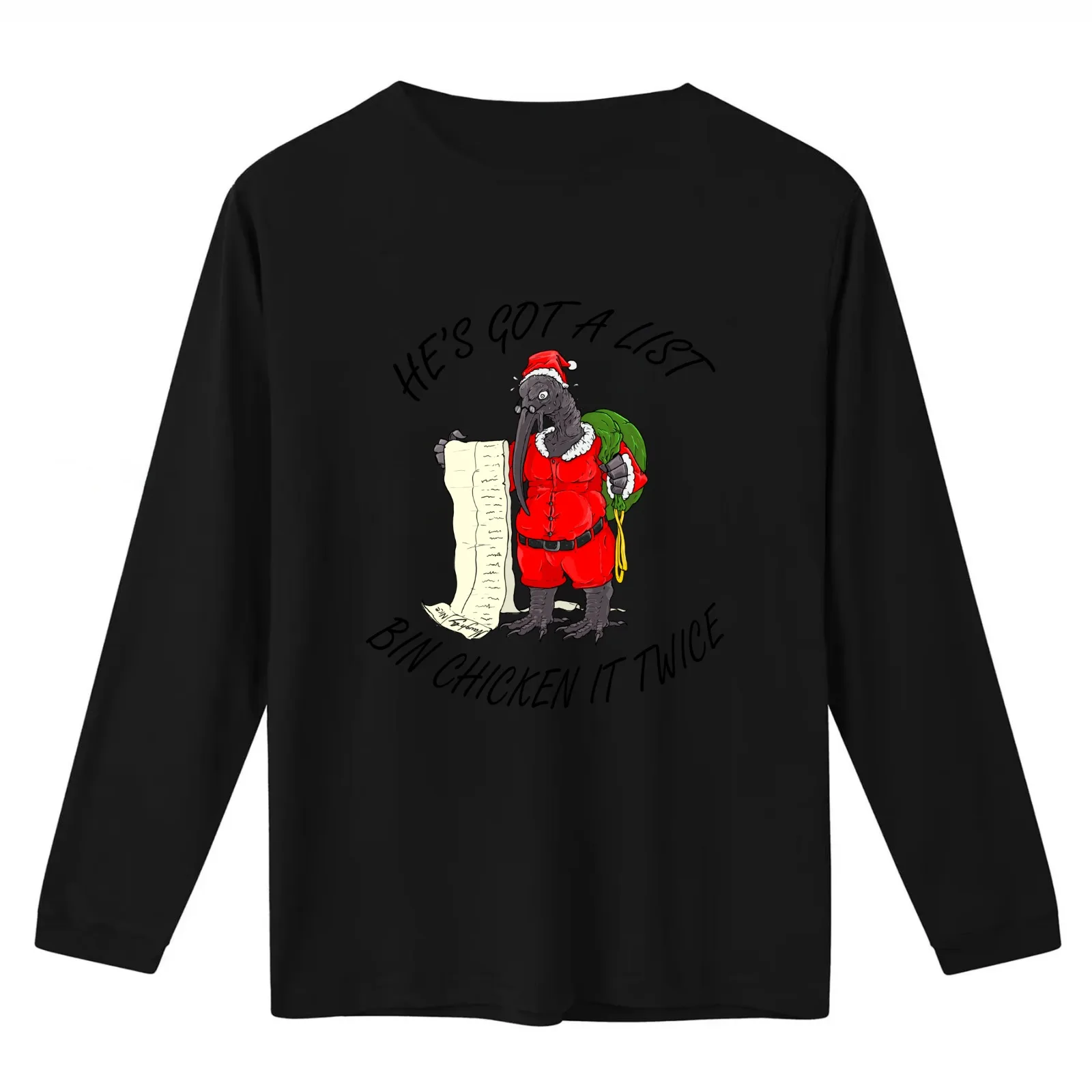 Santa Bin Chicken T-Shirt Summer Casual Cotton Tee Oversized Streetwear Tops Vintage Graphic Print Loose Fit Short Sleeve