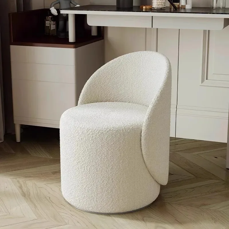 

Bedroom Light Luxury Makeup Stool Simple Girl Bedend Simple Backrest Vanity Stools Household Modern Round Stool Can Be Rotated
