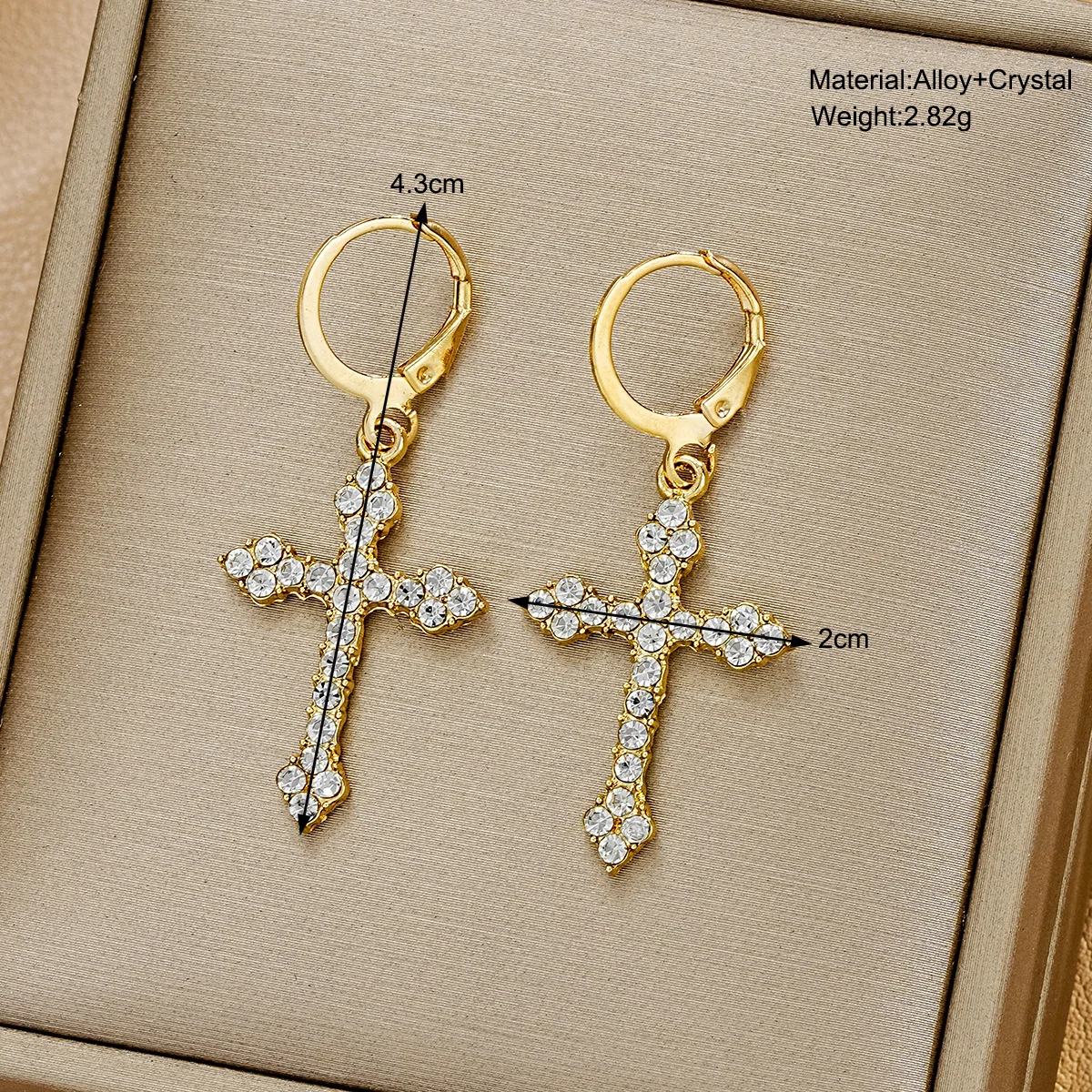 New Rhinestone Zircon Cross Pendant Earrings For Women Korean Fashion Drop Hoop Earrings Birthday Party Jewelry Gifts