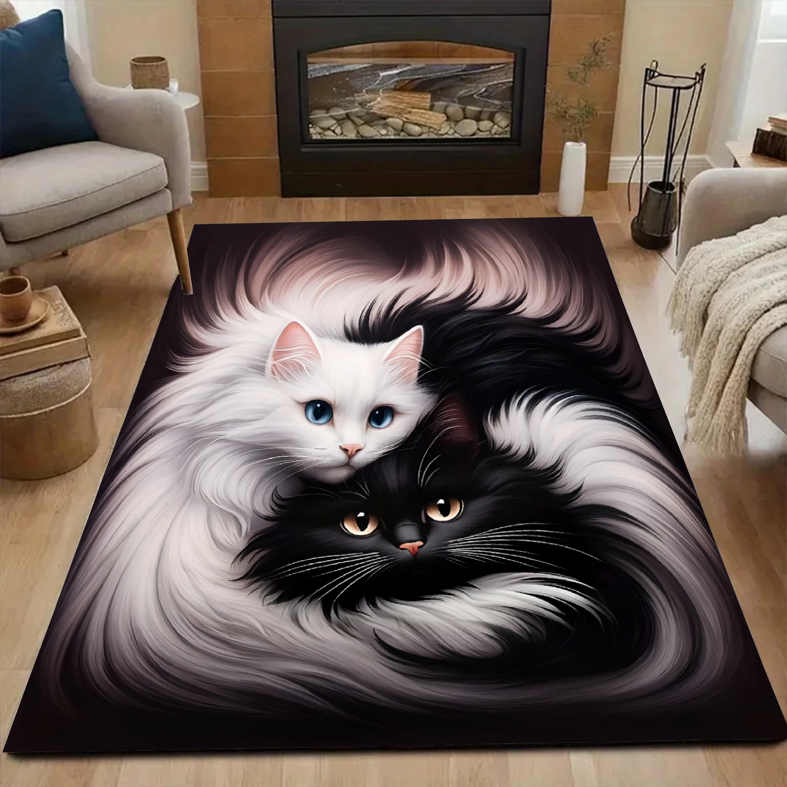 

Lovely Cat Carpet Living Room Bedroom Decor Kid Un-slip Parlor Floor Mat Surface Flannel Smooth Comfortable Carpet Birthday Gift