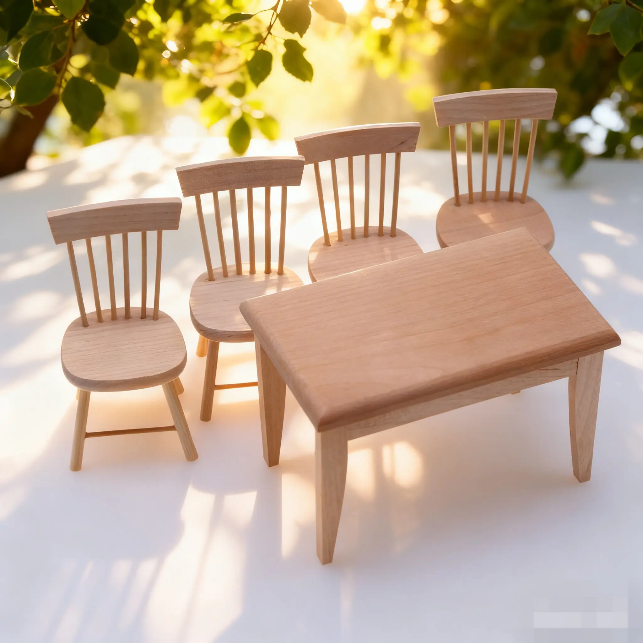 new style Hot OB11 Mini Wooden Dining Set - Dollhouse Compact Food Play Props For Tiny Room Scene & Model Layout