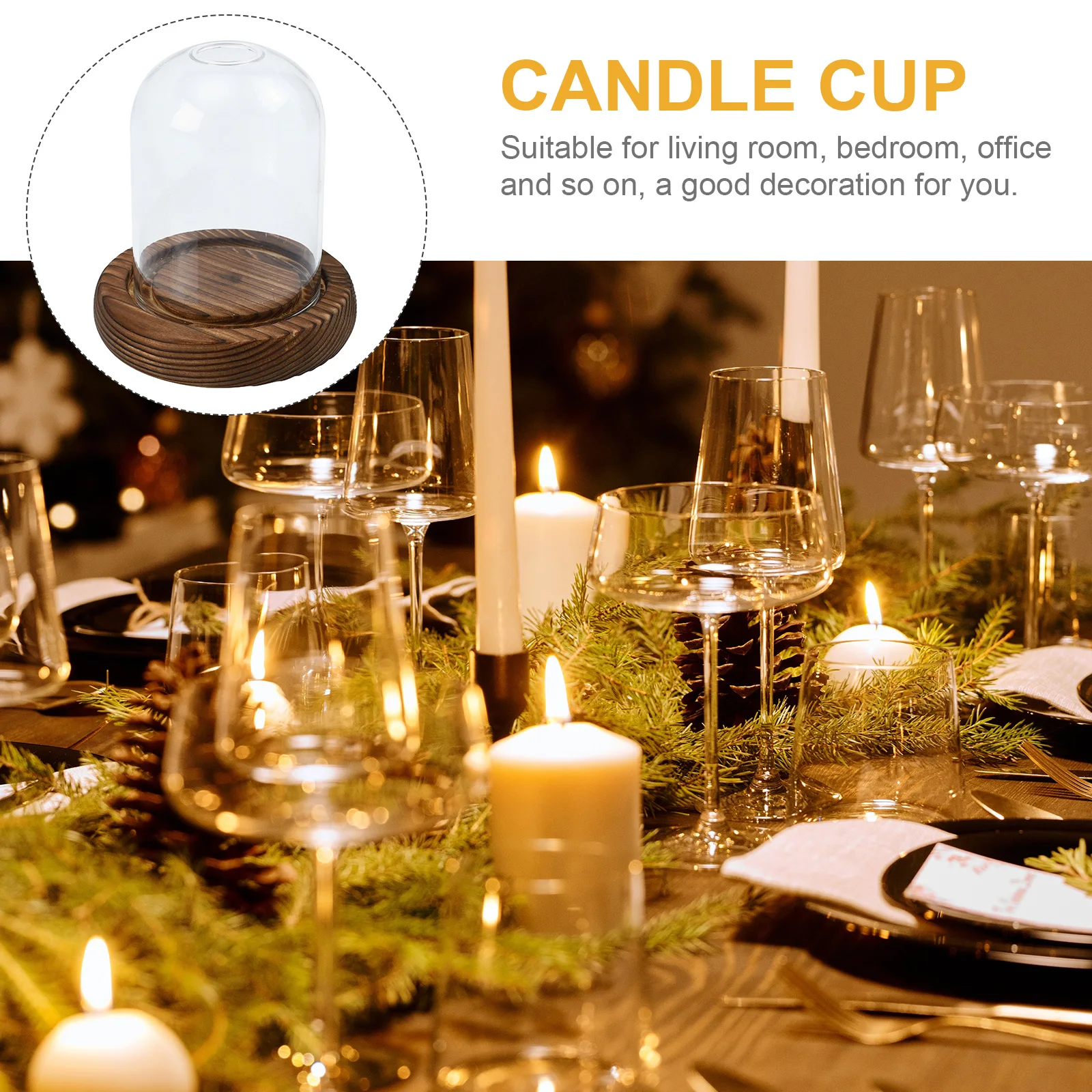 

1 set 1 Set Aromatherapy Glass Jar Cloche Dome With Wooden Base Decorative Holder For Home Wedding Romantic Household Cup