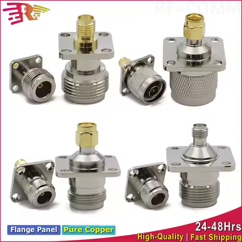 N SL16 to SMA Type Connector Male Female RF Coaxial Adapter 4 Hole Flange Panel Transmission Test Jack Plug Straight Converter