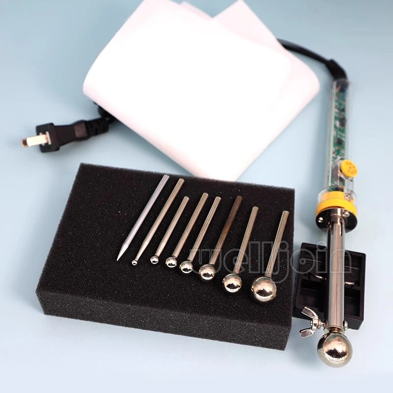 220V DIY Cloth Fabric Flower Making Tools Set 200-450℃ Temperature Adjustable Electric Soldering Iron 8pcs Stainless Steel Head