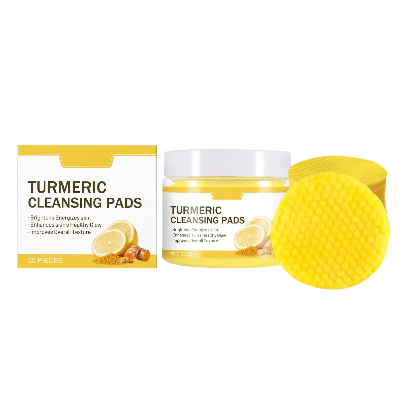 Turmeric Kojic Acid Facial Exfoliating Cleansing Pads Lemon Deeply Cleansing Skin Brightening Whitening Cotton Pad Skin Care