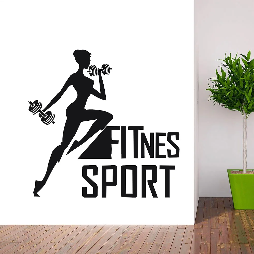 

Fitness Sport Vinyl Wall Decal Woman Bodybuilding CrossFit Gym Art Mural Wall Sticker FitnessCentre Decor Wall Sticker For Room