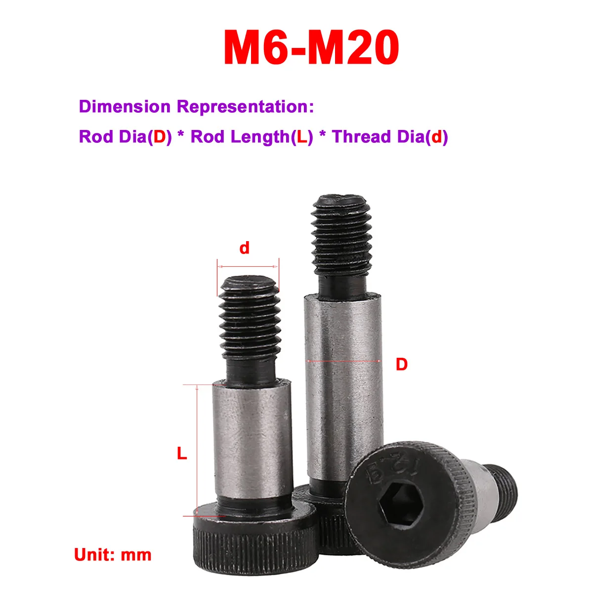 Grade 12.9 Carbon Steel Hexagonal Plug Screw Shoulder Equal Height Limit Step Bolt M6M6.5M8M10