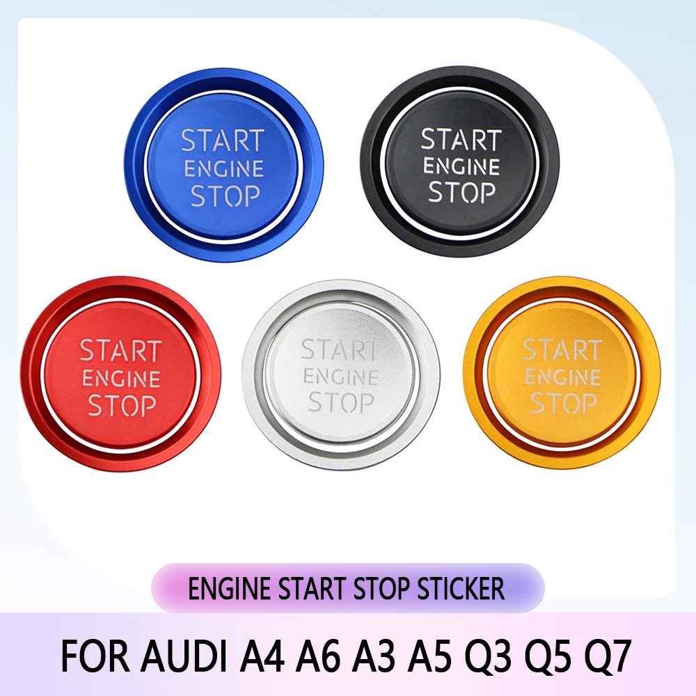 Car Ignition Key Ring Cover for Audi A4 A6 A3 A5 Q3 Q5 Q7 Engine Start Stop Sticker Decorative Switch Button Trim Accessories