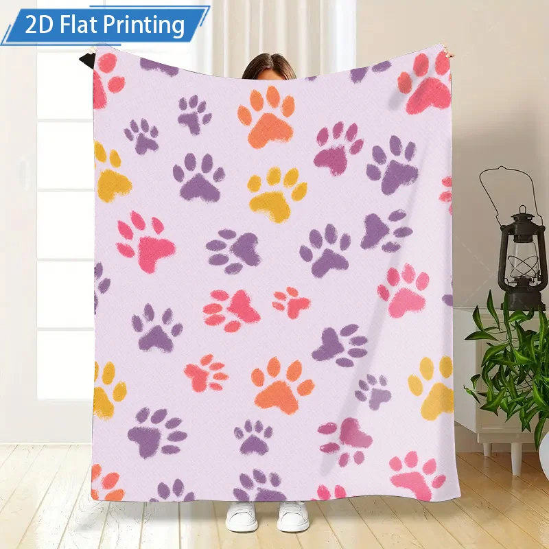 1 قطعة بطانية الفانيلا لطيف باو طباعة بطانية لينة الفانيلا الحيوانات الأليفة تحت عنوان رمي الفراش المريح للأطفال ومحبي الحيوانات الأليفة #5