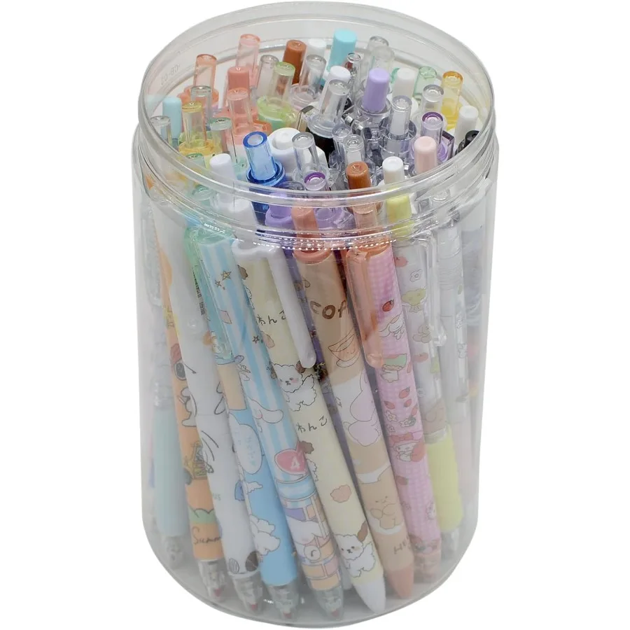 50 قطعة أقلام لطيفة ذات نقطة رفيعة مع حامل قلم 0.5 مللي متر 50 أنماط عشوائية مختلفة حبر أسود أقلام هلام Kawaii لهدية دراسة المكتب #1