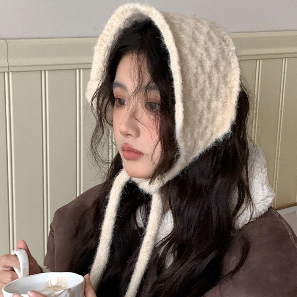 

Thickening Wool Strappy Ear Muff Windproof Solid Color Earlap Warmer Handmade Keep Warm Knitted Earmuffs Winter Headband