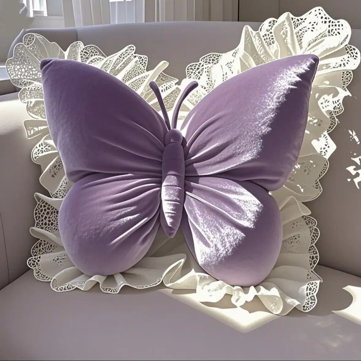 

Butterfly Lace Design Princess Office Pillow Special Home Decor Cushion for Bedroom Car Sofa - Soft Bed Home Special Pillow