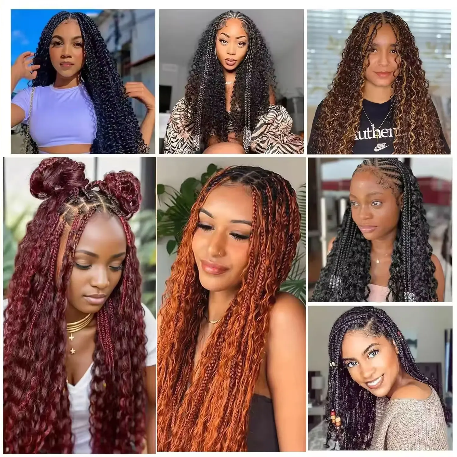 22-28 인치 느슨한 딥 웨이브 브레이드 헤어 아프로 킨키 컬리 크로 셰 뜨개질 브레이드 헤어 옹 브르 브레이드 헤어 익스텐션 헤어  여성용 / 합성 헤어, image size:1500x1500