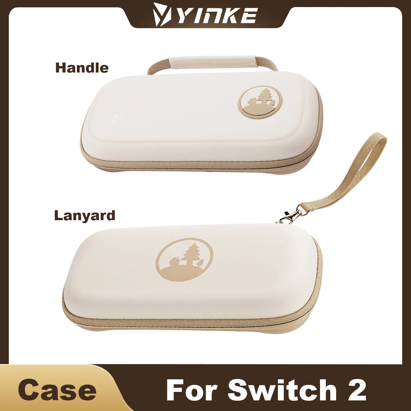 Чехол Yinke Beige Switch 2 с ремешком/ручкой, водонепроницаемая защитная сумка для хранения, портативный дорожный чехол.