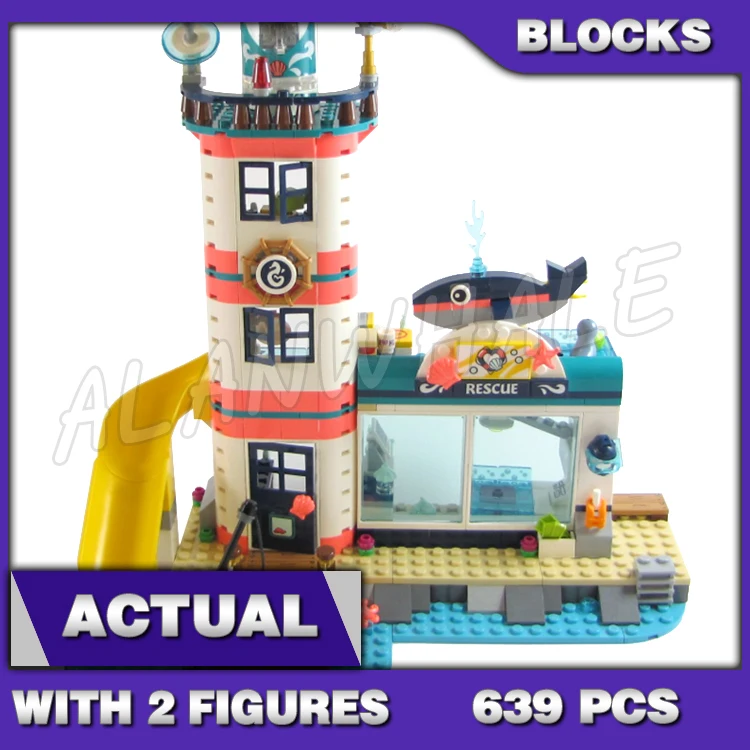 639pcs Friends Lighthouse with Floodlight Rescue Center Water Scooter Lab 11372 Building Blocks toys Compatible With Model