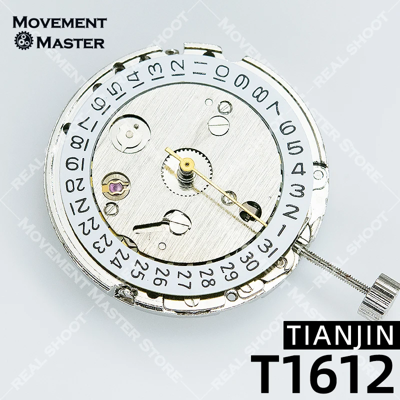 Cina Tianjin T1612 movimento dell'orologio nuovo movimento automatico 3 lancette parti dell'orologio T16 argento movimento meccanico data alle 3:00