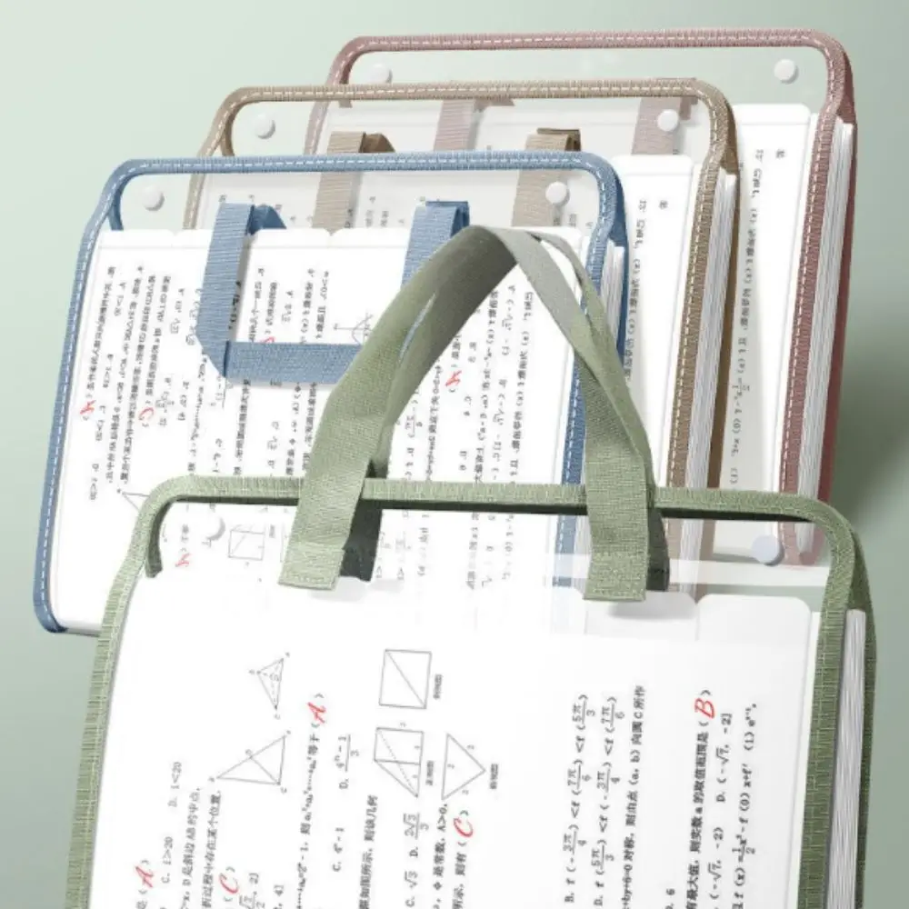 Horizontal A4 File Storage Holder Double Snap Bellows Bag Student Homework Orginizer Transparent High Appearance