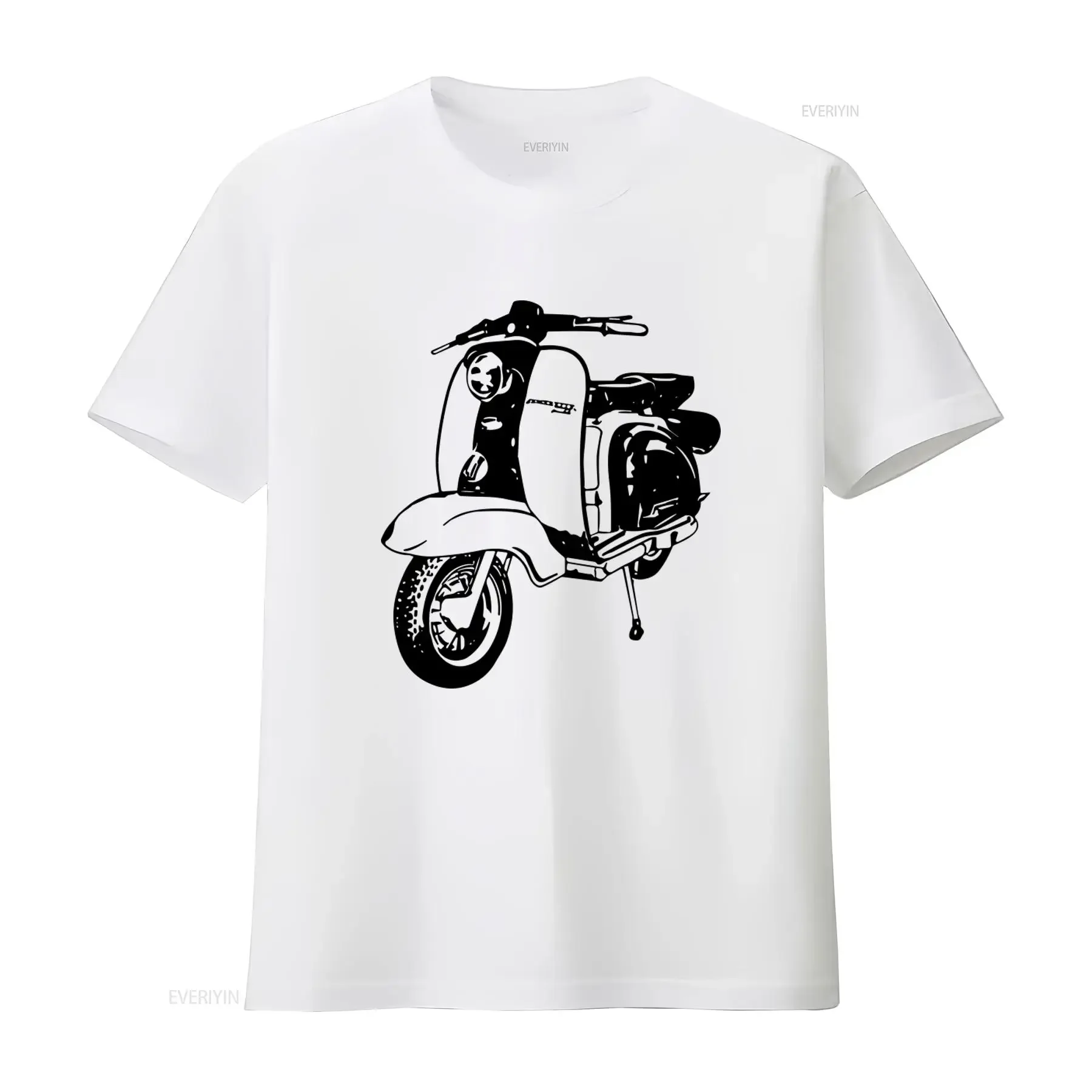 Camiseta Retro Lambretta Scooter Stencil para Hombre, Estilo Mod Inspirado en Weller, Vintage, Lavada, Suave, Streetwear, Elegante, Ligeramente Holgada