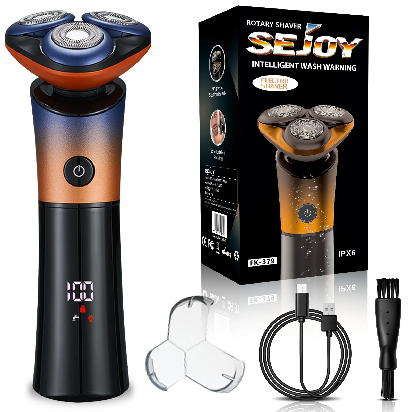 

Sejoy FK379 Electric Shaver for Men 3D Floating Cutter Electric Razor Washable Rechargeable Shaving Machine Beard Trimmer