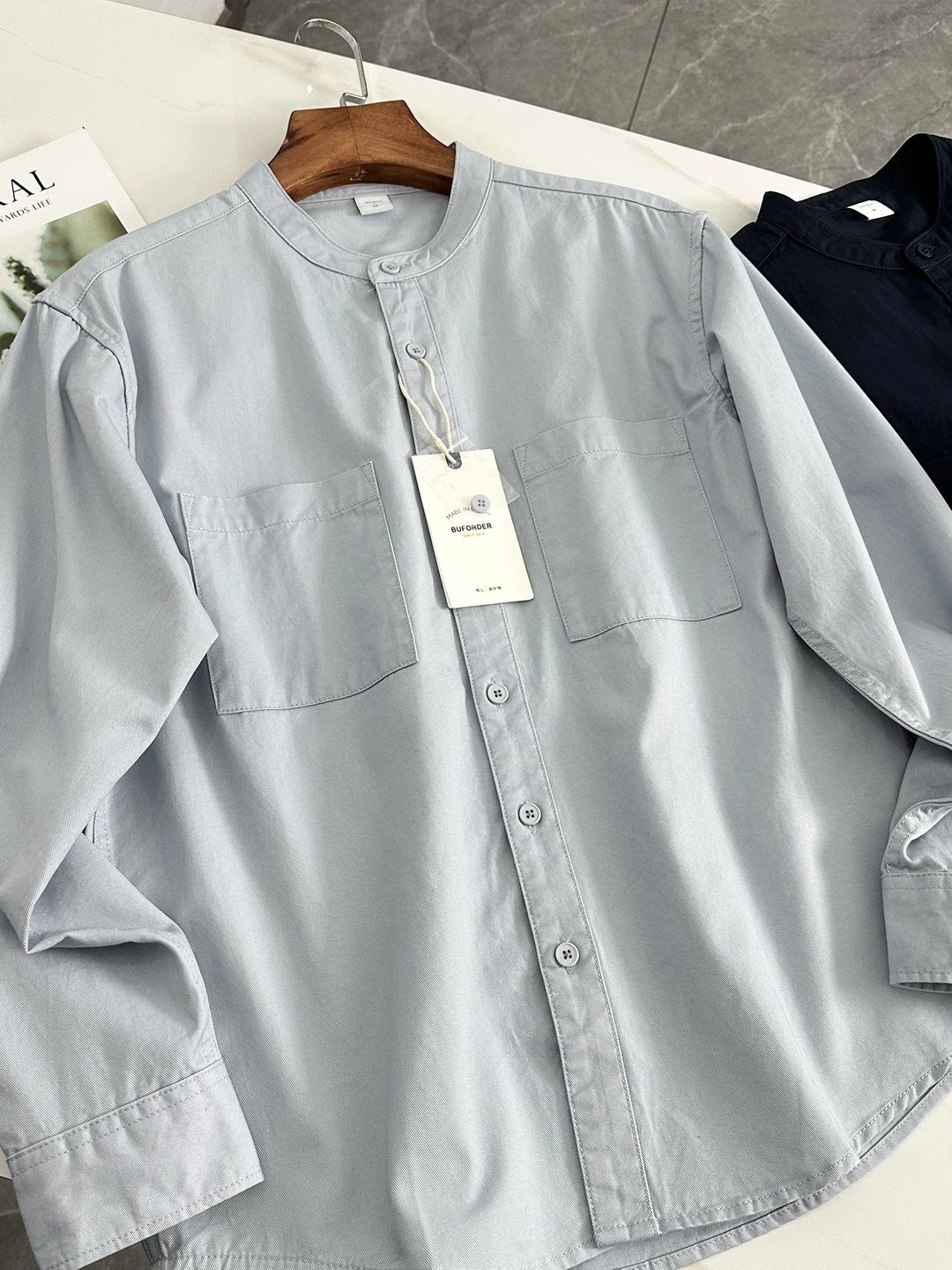 

Fre New Chinese Sle Men's Long Sve Cotton irt Jaet Couple's Simple Design Stand Collar Spring Season Outerwear