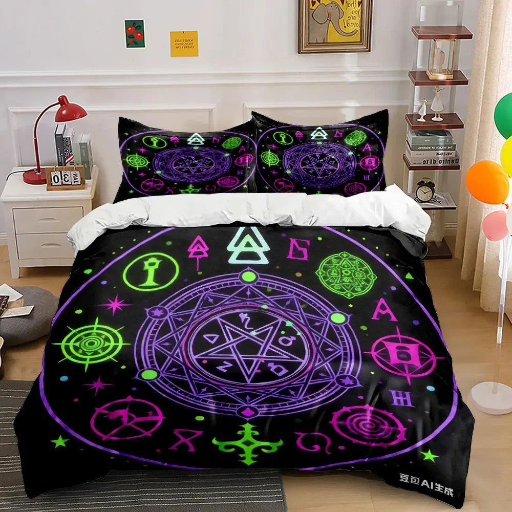 Mystic Symbol Set Decoration Multiple sizes kid's and adults' bedroom Exquisite 3PC bedding set, gift