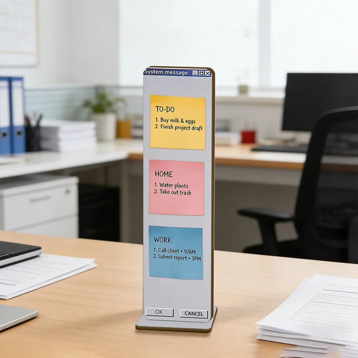 2D Flat, 1pc Wooden Retro System Tip Pop-Up Memo Clip, Fun Desktop Reminder Board with Classic Dialogue Box Design