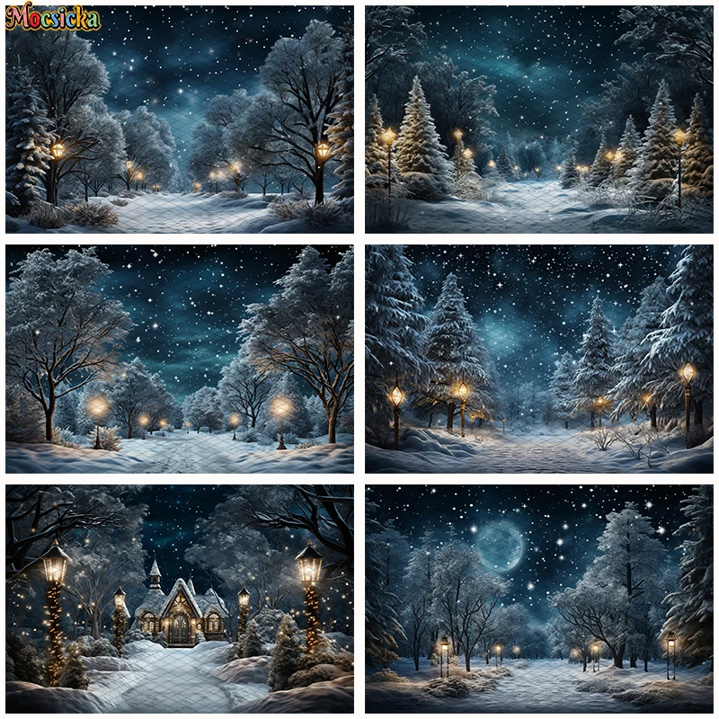 

Winter Snowy Forest Backdrops Kids Adult Photography Portrait Props Baby Girl Photocall For Photostudio Xmas Snow Background